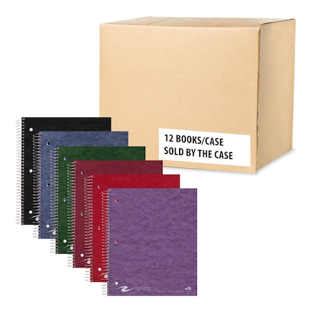 Roaring Spring Case of Wirebound Notebooks, 11"x9", 200 sheets, 4 Sub, 4 Pkt, College Ruled w/margin, Asstd. Colors, PK12 11376cs