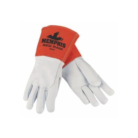 Mcr Safety Red Ram Mig/Tig Welders Gloves, Grain Goat Skin, XL, White/Russet, 12PK 127-4840XL