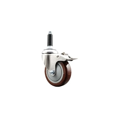 Service Caster 4 Inch 316SS Maroon Poly Swivel 3/4 Inch Expanding Stem Caster Lock Brake SCC SCC-SS316TTLEX20S414-PPUB-MRN-34