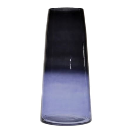 Homeroots 13" Blue Ombre Glass Tapered Table Vase 632629