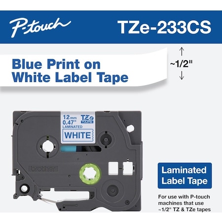 Brother Label/RibbonCartridge, White, 15/32inW TZE233G