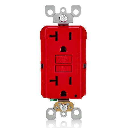 Leviton 20 Amp, Self Test, Non Tamper-Resistant Slim GFCI Outlet with LED Indicator Light GFNT2-R