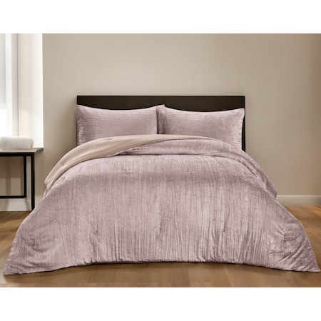 Homeroots Blush Queen Polyester 180 Thread Count Washable Down Comforter Set 528941