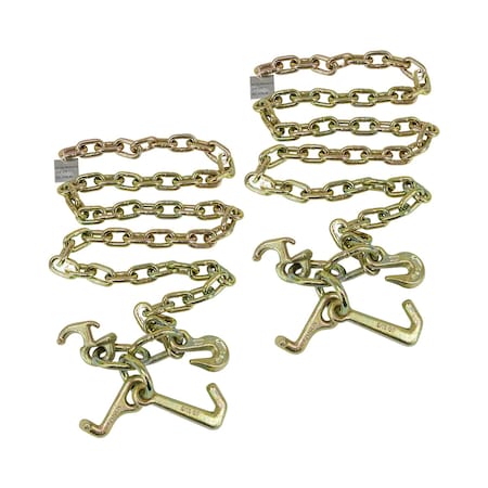 Mytee Products 5/16inx6ft G70 Tow Chain w/ RTJ & Grab Hook w/ Enlarged Links - Plain on One End, 2PK CH5166-RTJ-GH-Px2