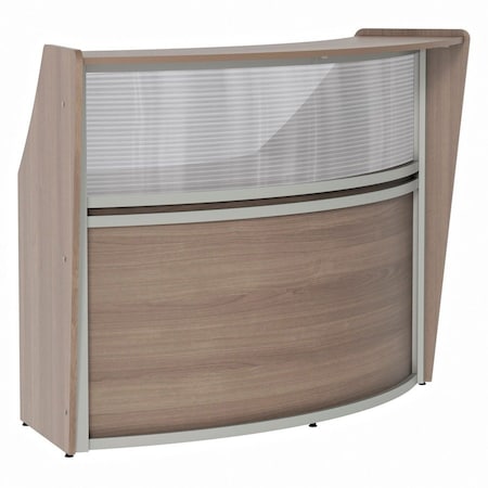 Linea Italia Reception Desk 32 in D X 46 in H, 72 in W X Thermofused Laminate, Clear, Walnut ZUI310
