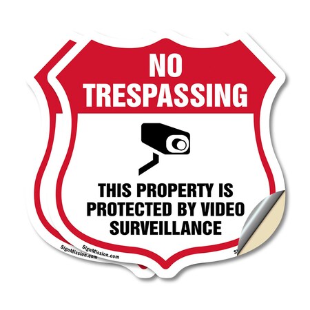 Signmission No Trespassing Shield Sign This Property, 4 inch X 4 inch, Vinyl Decal, 2PK SHI-D-2PACK-4-424