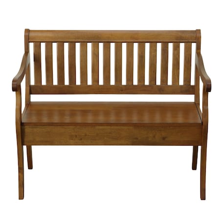 Homeroots 42in Dark Brown Solid Wood Storage Bench With Flip Top 733250