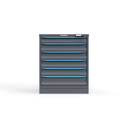 Strong Hold 6 drawer cabinet - (1x 3ft, 4x 4ft, 1x 5ft) - Blue accents - Electronic Lock S3036-PPRAS-0602FS