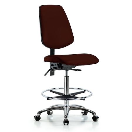 Blue Ridge Ergonomics High Bench Chair No Arms, 26" to 35-1/2" Height, Vinyl, Burgundy BR-VHBCH-MB-CR-T0-A0-CF-CC-8569