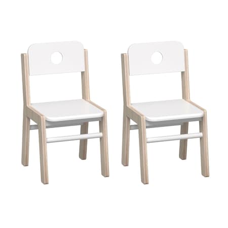 Beleduc By Playwell Square Table 24x24 White Top, Oak Legs 52cm/20.5inH + 2 Large Illiana Chairs 13.4in Seat 846075162