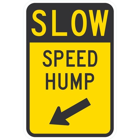 Lyle Speed Hump (w/Arrow Pointing Bottom Left), 12x18, Engineer Grade, Yellow G-3263-EG_12x18