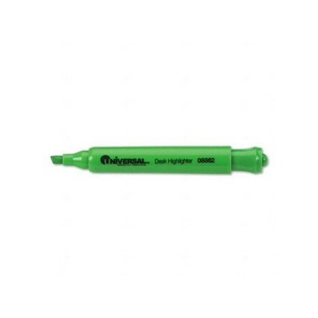 Universal Products Desk Highlighter, Chisel Tip, Pocket Clip, Fluorescent Green, dozen 8862