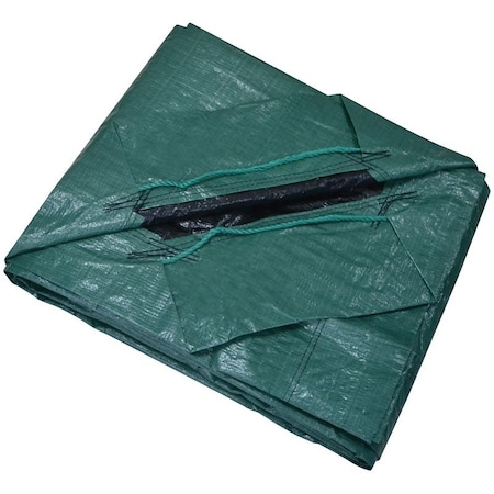 Prosource Yard Tarp with Drawstring, 9 ft L, 9 ft W, 8 mil Thick, Polyethylene, Green/Black Y0909GG140