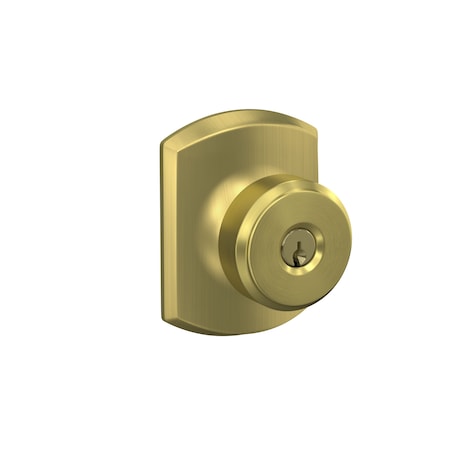 Schlage Residential Bowery Knob with Greenwich Rose Keyed Entry Lock C Keyway with 16211 Latch and 10063 Strike F51ABWE608GRW