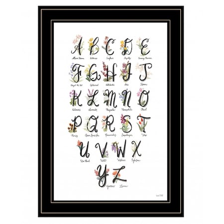 Homeroots Flower Alphabet 2 Black Framed Print Wall Art 408102