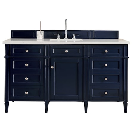 James Martin Vanities Brittany 60'' S Vanity, Victory Blue w/ Jasmine Pearl Silestone Top w/FreePower Wireless Charger 650-V60S-VBL-FEJP