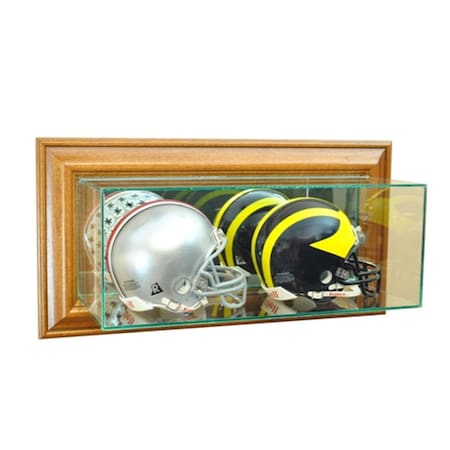Perfect Cases Wall Mounted Double Mini Helmet Display Case- Walnut WMDBMH-W