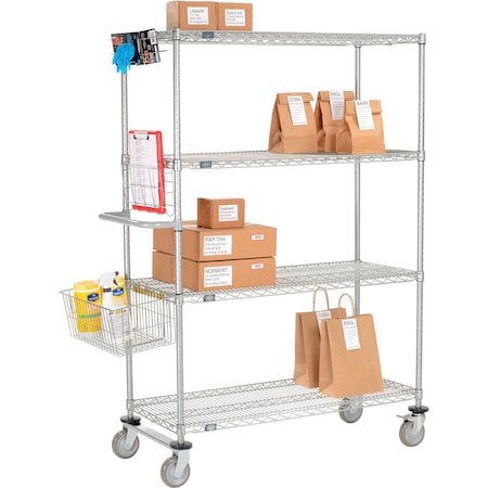 Global Industrial Nexelate Curbside Wire Truck w/4 Shelves and Polyurethane Casters, 42"L x 24"W x 69"H B2370794