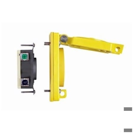 Leviton Watertight Locking Receptacle, L16-20R, 20 A, 480V AC, Three Phase, 3 Pole, Flush Mount, Yellow 67W76