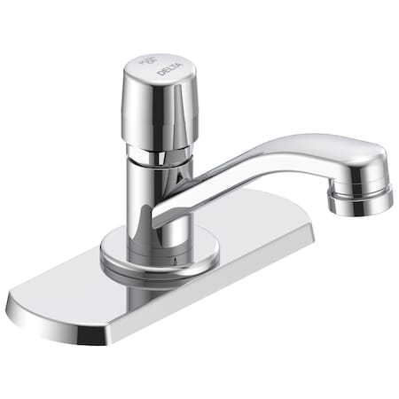 Delta Commercial 86T Single Hole Metering Faucet With Coverplate In Chrome 86T0194