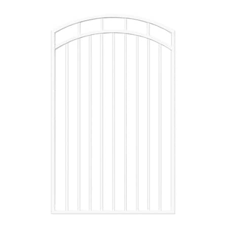 Nuvo Iron 45-in W x 68-in H Glossy Wht Benitoite Gate Arched 48-in W Opening SC Hardware W/Dbl Side Handle IBGA04568GW