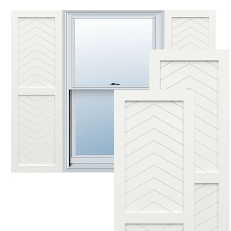 Ekena Millwork True Fit PVC Two Panel Chevron Modern Style Fixed Mount Shutters, Unfinished, 18W x 58H, PR TFP101CV18X058UN