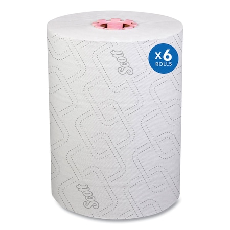 Scott Slimroll Towels, 1-Ply, 8" x 580 ft, White/Pink Core, Traditional Business, 6PK 47032