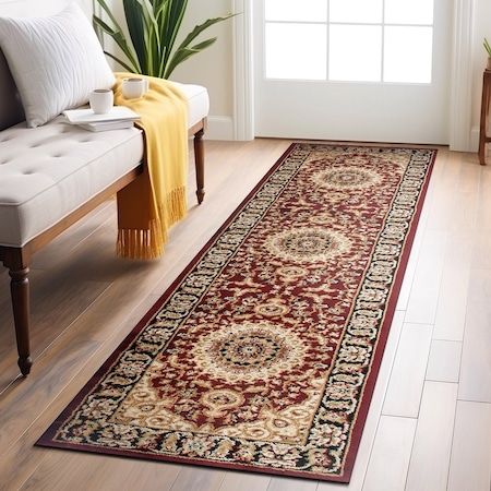World Rug Gallery Traditional Oriental Medallion Design Runner Rug 2 ft 7 in x 6 ft Burgundy 101BURGUNDY27X6