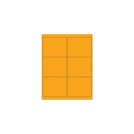 Bubblefast 4 x 3 1/3'' Fluorescent Orange Rectangle Laser Labels-6 Labels per Sheet BFLL180OR