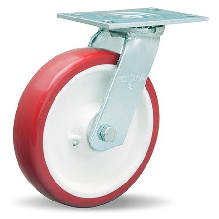 Hamilton General Service Swivel Caster, 8" x 2" Poly-Tech Polyurethane (95A) on Polypropylene Wheel S-GS-8NF
