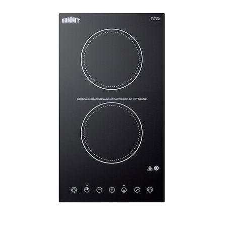 Summit 12in Wide 115V 2-Burner Radiant Cooktop CR2B15T1B
