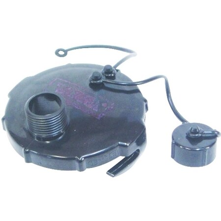 Us Hardware Termination Cap with Hose Outlet, 3 in ID, 3/4 in Male, Plastic, Black RV-508B