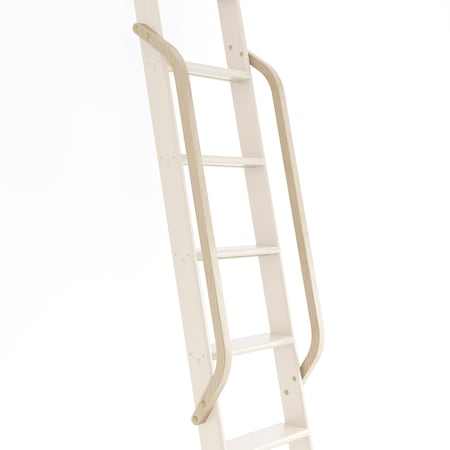 Quiet Glide White Oak Wood Library Ladder Handrail Brushed Satin Brass (No Ladder) QG.6309.WO.06B