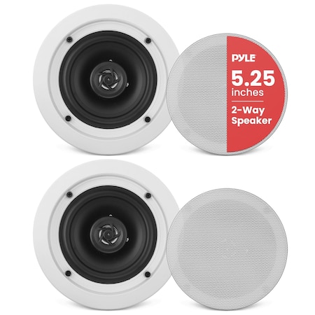 Pyle Pyle Home 5.25 in Ceiling Wall Mount Speakers, 2-Way Midbass, Easy Installation for Home Theater Use PDIC51RD