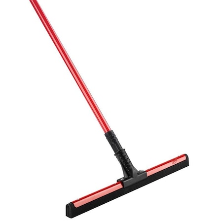 Libman Flexible Blade Floor Squeegee, 18 in Blade, Straight Double Blade, Rubber Blade, Steel Handle, Red 191