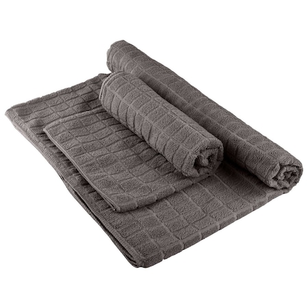 Wakeman 2-Piece Yoga Mat Towel and Gym Towel Set Sweat Absorbent & Quick Drying with Corner Pockets HT-YOGA-GRY