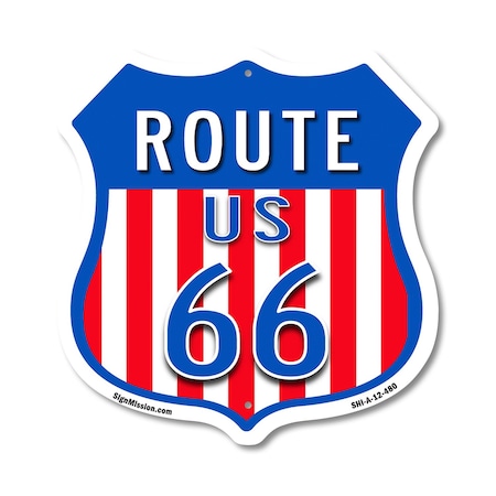 Signmission Route Us 66, 12 Inch X 12 Inch, Aluminum Metal Sign SHI-A-12-480