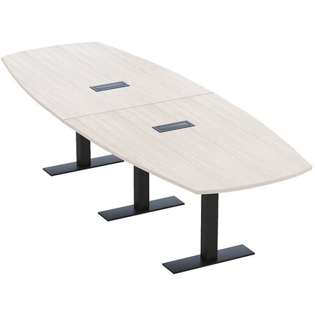 Skutchi Designs Arc Boat Conference Table With Power, 48 in W, 144 in L HAR-ABOT-48X144-T.BK-K458-EBLK