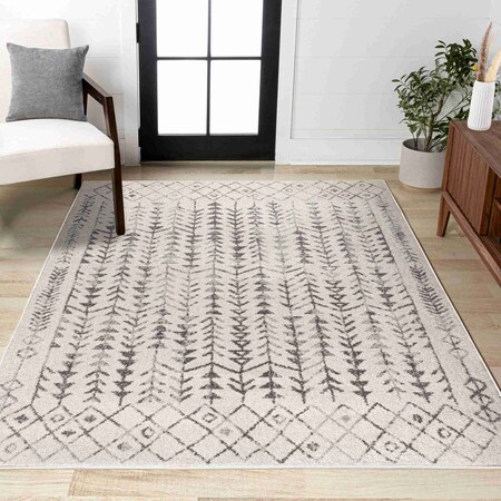 Jonathan Y Ziri Moroccan Geometric Cream/Gray 3 ft. x 5 ft. Area Rug MOH210A-3