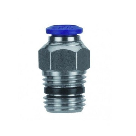 Usa Industrials Push to Connect Tube Fitting, Nickel Plated Brass w/ Plastic Release Ring, Male Straight, 1/4in ZUSA-TF-PTC-NPBR-396