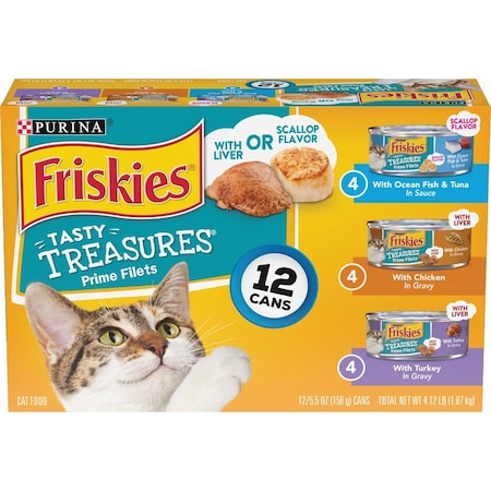 Purina Friskies Tasty Treasures Ocean Fish & Tuna/Chicken/Turkey Variety Pack Adult Wet Cat Food, 12PK 50499