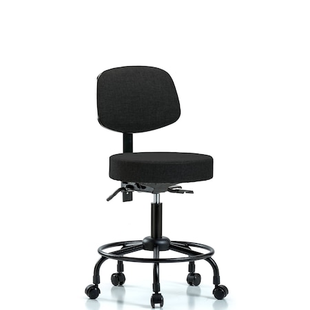 Blue Ridge Ergonomics Desk Stool, Fabric, Bk, RT, Casters, Blk BR-FDHST-RT-T0-RC-F42