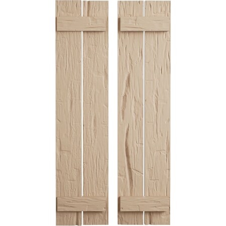 Ekena Millwork Rustic Two Board Spaced Board-n-Batten Hand Hewn Faux Wood Shutters, 11 1/2W x 46H, PR SHUBSS11X46HHPR