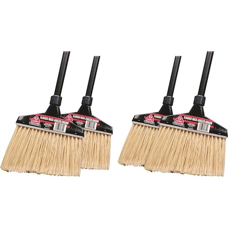 Johnson Diversey O-Cedar, Maxiplus Professional Angle Broom, Polystyrene Bristles, 51in Handle, Black, 4PK 91351CT
