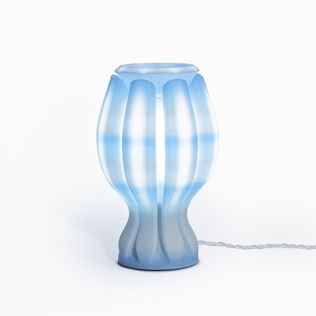 Jonathan Y Flower 13" Tropical Coastal Plant-Based PLA 3D Printed Dimmable LED Table Lamp, Blue/White USA1005A
