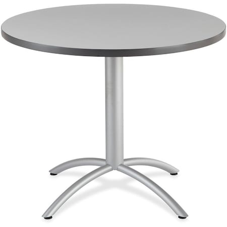 Iceberg CafeWorks CafÃ© Table, Gray Top, Silver Frame, 42 in Dia x 30 in H 65647