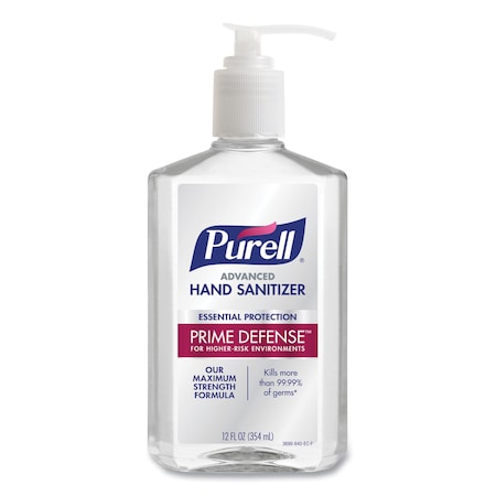 Purell Prime Defense Advanced 85% Alcohol Gel Hand Sanitizer, 12 oz Pump Bottle, Clean Scent 3699-12