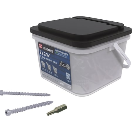 Grip-Rite DeckForce 2-1/2'' Composite Harbor Gray Deck Screw, 10BK GRDFCS212HAG10BK
