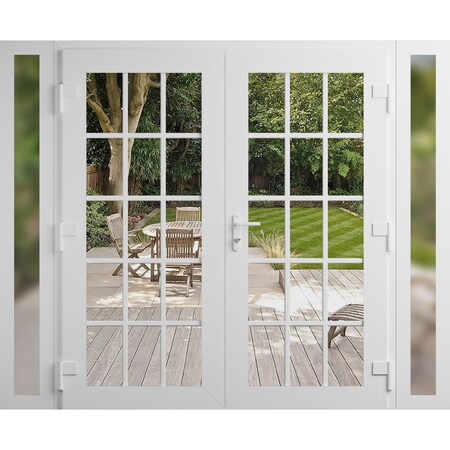 Vdomdoors Front Exterior Prehung Metal-Plastic Double Doors Clear Glass / MANUX 8151 White Silk / Office Comm MANUX8151DEXD-WS-W12+72+12xH80-LH-I