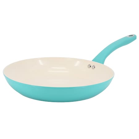 Martha Stewart Everyday Rexford 12 Inch Ceramic Nonstick Aluminum Frying Pan in Teal 141012.01